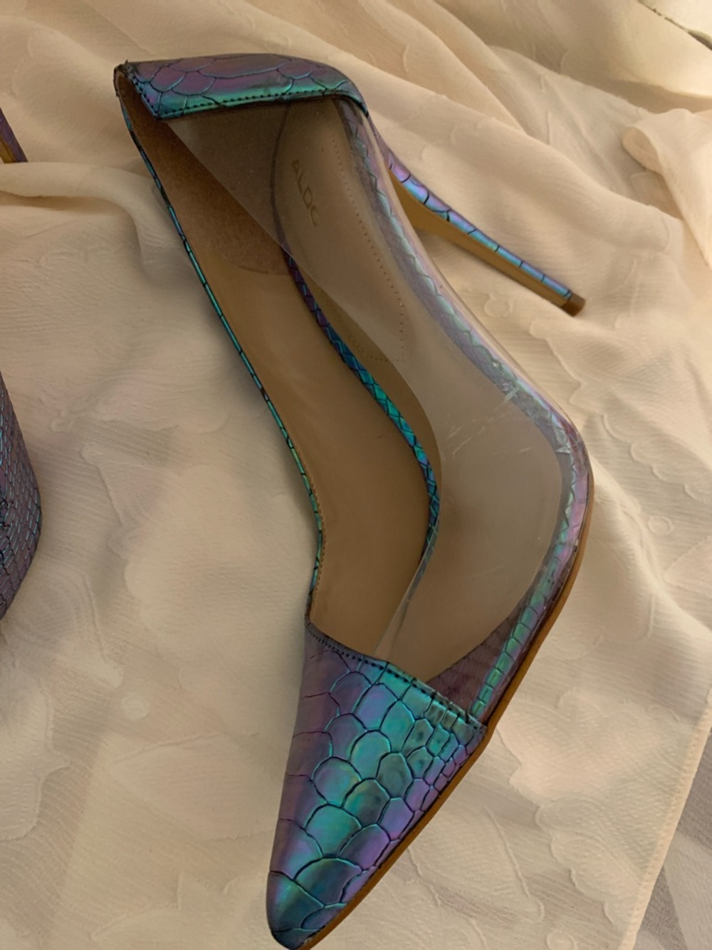 Aldo Iridescent Teal Purple Pointed Toe Pumps - Picture 3 of 10